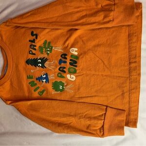 Patagonia Orange Long Sleeve Tee with Green Graphic